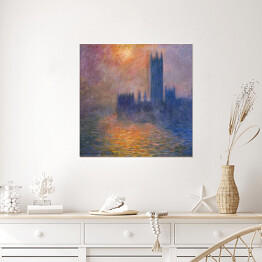 Plakat samoprzylepny Claude Monet Pałac Westminsterski Zachód słońca - reprodukcja obrazu