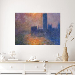 Plakat Claude Monet Pałac Westminsterski Zachód słońca - reprodukcja obrazu