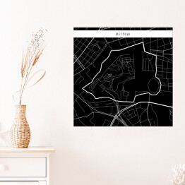 Plakat samoprzylepny Mapa miast świata - Watykan - czarna