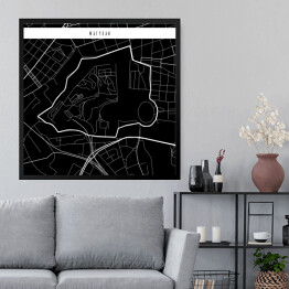 Obraz w ramie Mapa miast świata - Watykan - czarna