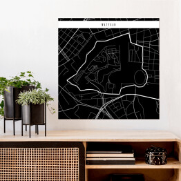 Plakat samoprzylepny Mapa miast świata - Watykan - czarna