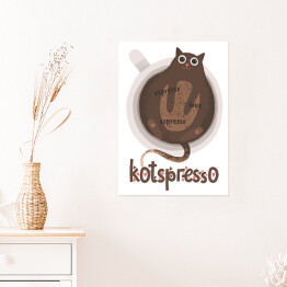 Plakat samoprzylepny Kawa z kotem - kotspresso