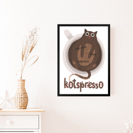 Obraz w ramie Kawa z kotem - kotspresso