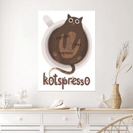 Plakat Kawa z kotem - kotspresso