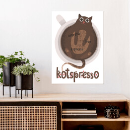 Plakat Kawa z kotem - kotspresso