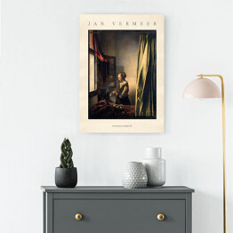 Obraz na płótnie Jan Vermeer "Dziewczyna czytająca list" - reprodukcja z napisem. Plakat z passe partout