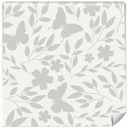 Tapeta samoprzylepna w rolce Beżowy kwiatowy wzór na białym tle