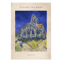Plakat Vincent van Gogh "Kościół w Auvers-sur-Oise" - reprodukcja z napisem. Plakat z passe partout
