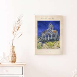 Obraz klasyczny Vincent van Gogh "Kościół w Auvers-sur-Oise" - reprodukcja z napisem. Plakat z passe partout