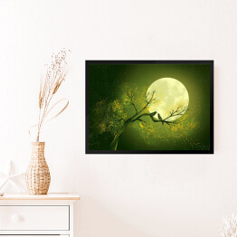 Obraz w ramie Księżyc na zielonym tle