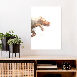 Plakat samoprzylepny Pies i las - podwójna ekspozycja - część trzecia