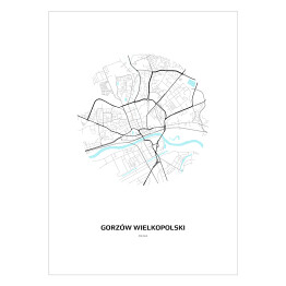 Plakat samoprzylepny Mapa Gorzowa Wielkopolskiego w kole