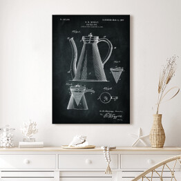 Obraz klasyczny Zaparzacz do kawy. Czarno biały plakat wynalazki