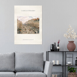 Plakat samoprzylepny Camille Pissarro "Boulevard Montmartre w zimowy poranek" - reprodukcja z napisem. Plakat z passe partout