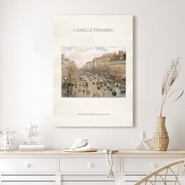 Obraz na płótnie Camille Pissarro "Boulevard Montmartre w zimowy poranek" - reprodukcja z napisem. Plakat z passe partout