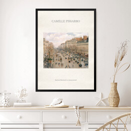 Obraz w ramie Camille Pissarro "Boulevard Montmartre w zimowy poranek" - reprodukcja z napisem. Plakat z passe partout
