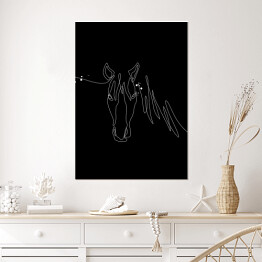 Plakat Głowa konia - czarne konie