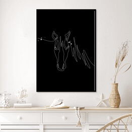 Plakat w ramie Głowa konia - czarne konie