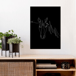 Plakat samoprzylepny Głowa konia - czarne konie
