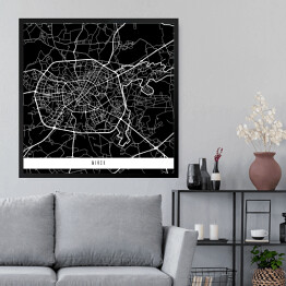 Obraz w ramie Mińsk - mapy miast świata - czarna