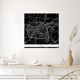 Plakat samoprzylepny Mińsk - mapy miast świata - czarna
