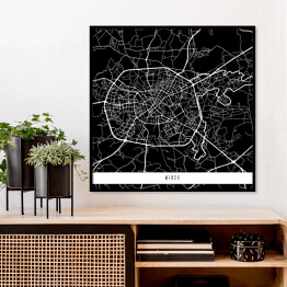 Plakat w ramie Mińsk - mapy miast świata - czarna