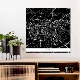 Plakat samoprzylepny Mińsk - mapy miast świata - czarna