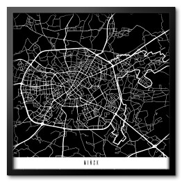 Obraz w ramie Mińsk - mapy miast świata - czarna