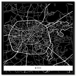 Plakat w ramie Mińsk - mapy miast świata - czarna
