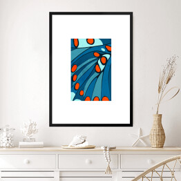 Obraz w ramie Niebiesko pomarańczowe skrzydło motyla