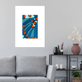 Plakat Niebiesko pomarańczowe skrzydło motyla