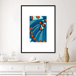 Plakat w ramie Niebiesko pomarańczowe skrzydło motyla