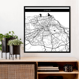 Obraz w ramie Mapy miast świata - Edynburg - biała