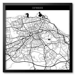 Obraz w ramie Mapy miast świata - Edynburg - biała