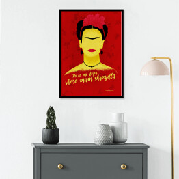 Plakat w ramie Ilustracja z cytatem - "Po co mi stopy, skoro mam skrzydła" - Frida Kahlo