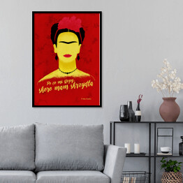 Plakat w ramie Ilustracja z cytatem - "Po co mi stopy, skoro mam skrzydła" - Frida Kahlo