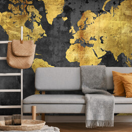 Fototapeta winylowa zmywalna Mapa świata w odcieniach złota na ciemnym tle