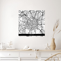 Plakat samoprzylepny Mapa miast świata - Mediolan - biała