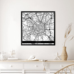 Obraz w ramie Mapa miast świata - Mediolan - biała