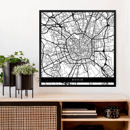Obraz w ramie Mapa miast świata - Mediolan - biała
