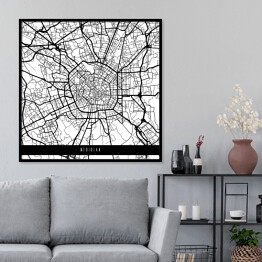 Plakat w ramie Mapa miast świata - Mediolan - biała