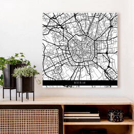 Obraz na płótnie Mapa miast świata - Mediolan - biała