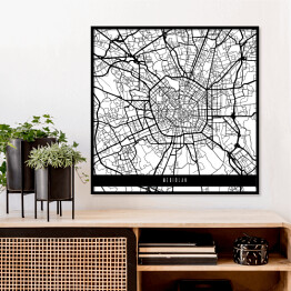 Plakat w ramie Mapa miast świata - Mediolan - biała