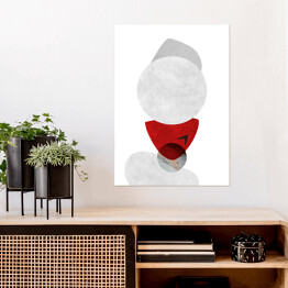 Plakat samoprzylepny Czerwono szara abstrakcja na białym tle