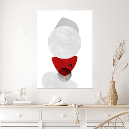 Plakat Czerwono szara abstrakcja na białym tle