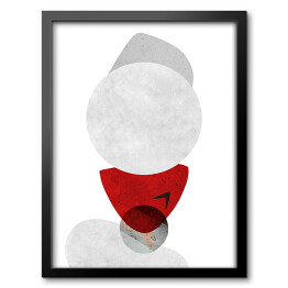 Obraz w ramie Czerwono szara abstrakcja na białym tle