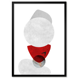 Plakat w ramie Czerwono szara abstrakcja na białym tle