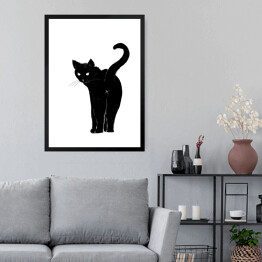 Obraz w ramie Odwracający się czarny kot