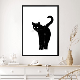 Obraz w ramie Odwracający się czarny kot