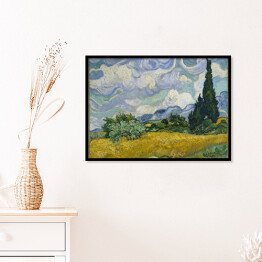 Plakat w ramie Vincent van Gogh "Pole pszenicy z cyprysami" - reprodukcja